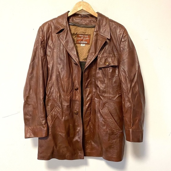Vintage Brown Leather Jacket Cabretta Angel Skin Grais Mens 38R Small - Medium - Picture 2 of 11